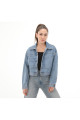 000HWF7W61-R Vans Raynes Denim Crop Jacket Kadın Ceket Mavi