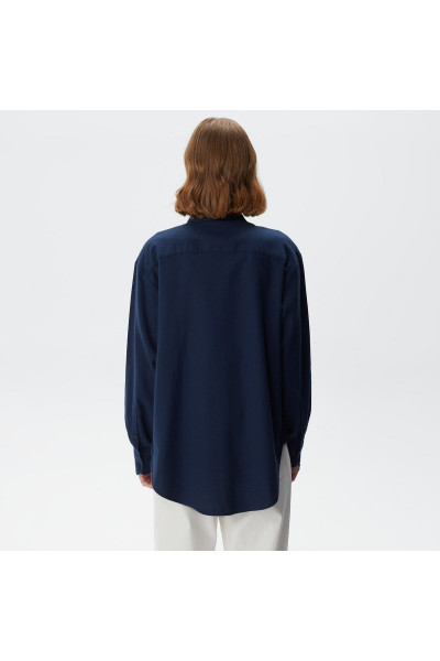 Kadın Uzun Kollu Lacivert Gömlek Kadın Uzun Kollu Lacivert Gömlek