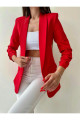 Kolu Büzgülü Blazer Ceket Kırmızı Kolu Büzgülü Blazer Ceket Kırmızı