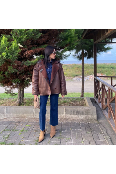 ZR Model Acı Kahverengi Su İtici Özel Kumaş Teddy Kaban Mont ZR Model Acı Kahverengi Su İtici Özel Kumaş Teddy Kaban Mont