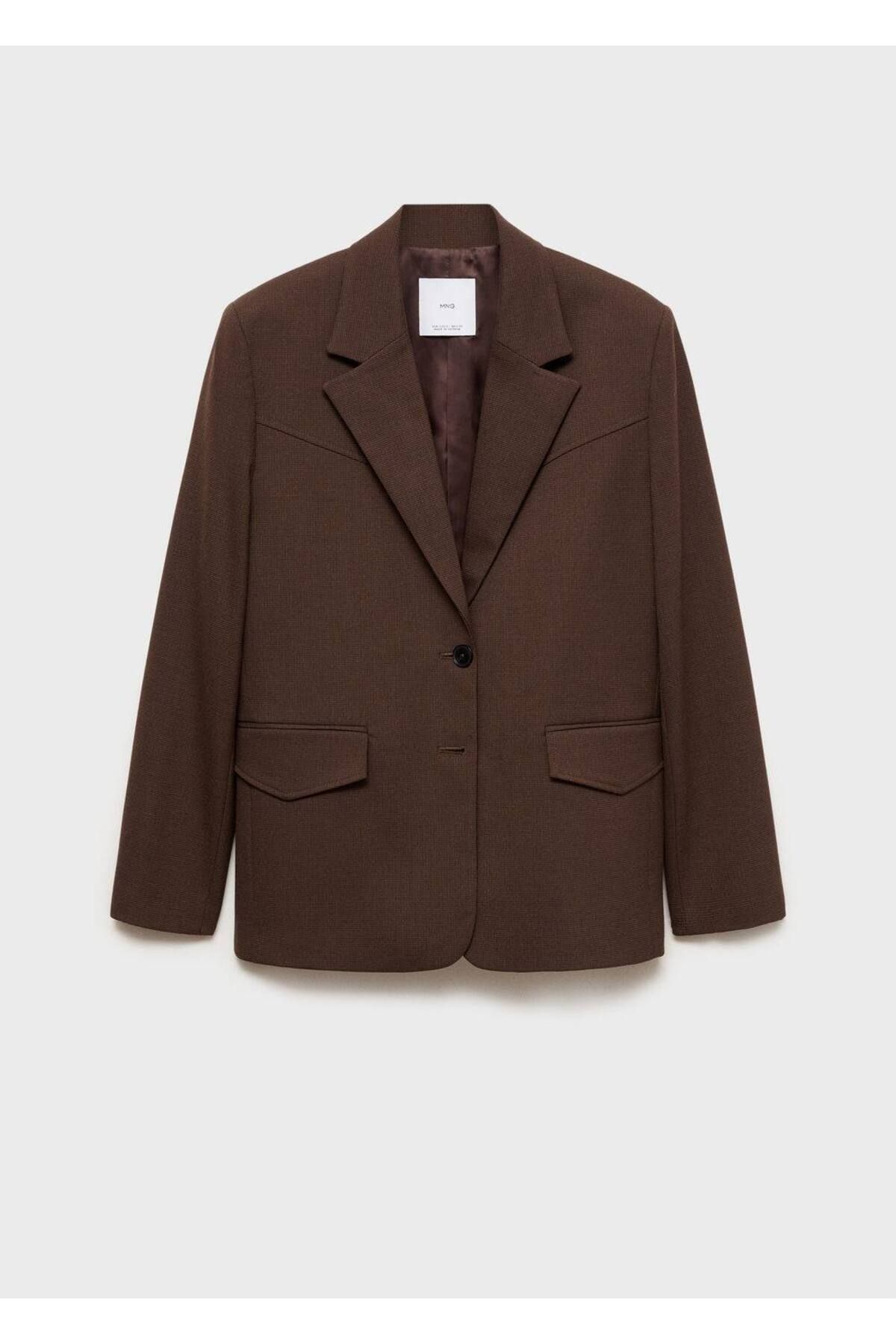 Mini kazayağı desenli kumaş blazer Mini kazayağı desenli kumaş blazer