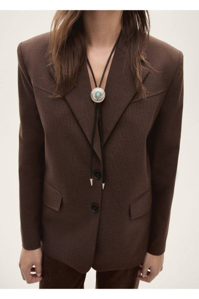 Mini kazayağı desenli kumaş blazer Mini kazayağı desenli kumaş blazer