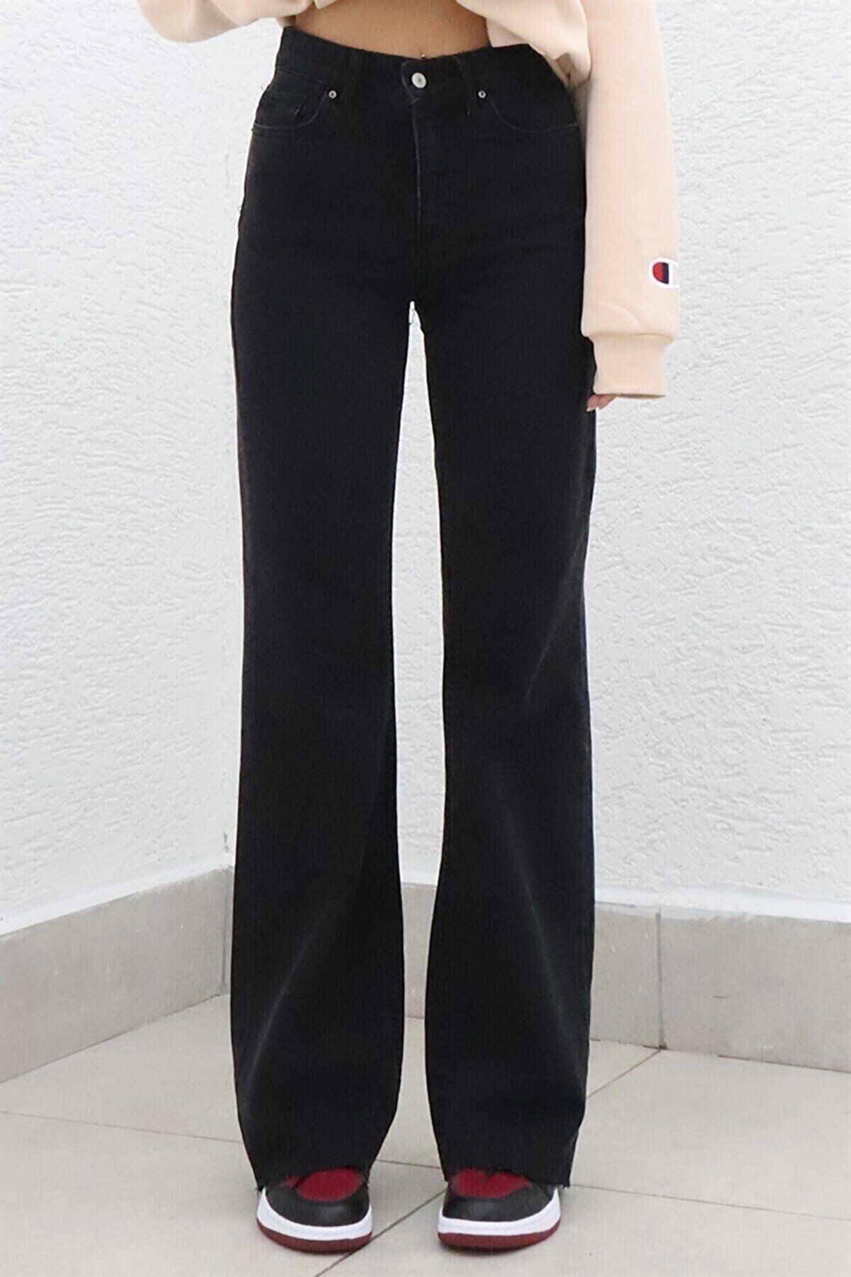 Tessa Gold Ikon 90's Siyah Likralı Süper Extra Yüksek Bel Palazzo Salaş Jean Pantolon Tessa Gold Ikon 90's Siyah Likralı Süper Extra Yüksek Bel Palazzo Salaş Jean Pantolon