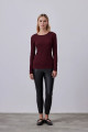 Uzun Kollu Basic Pamuk Tshirt - Bordo Uzun Kollu Basic Pamuk Tshirt - Bordo