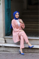 Kuşaklı Detaylı Tesettür Kimono Takım Kuşaklı Detaylı Tesettür Kimono Takım