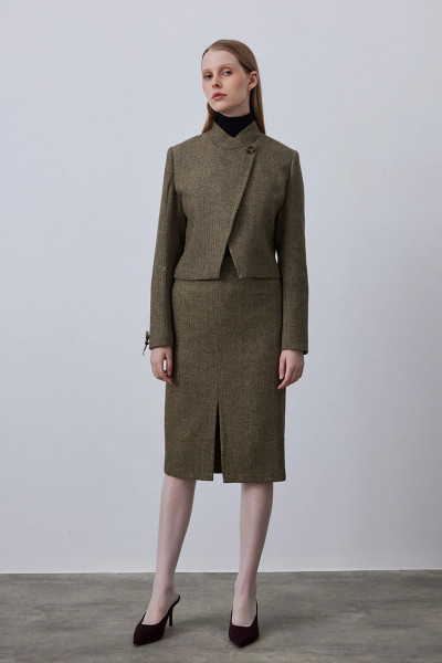 Tek Düğmeli Kısa Ceket - Haki Tek Düğmeli Kısa Ceket - Haki