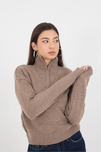 Yakası Fermuarlı Triko Kazak K3386-B5 Yakası Fermuarlı Triko Kazak K3386-B5