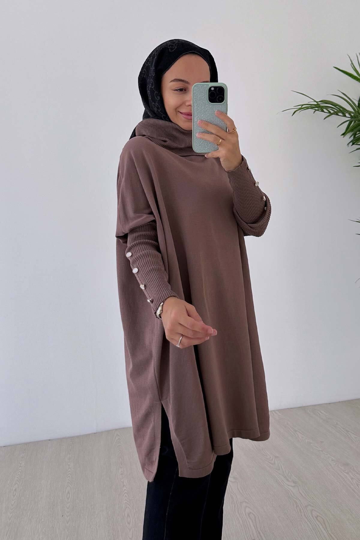 Oversize Merserize Tunik - Vizon Oversize Merserize Tunik - Vizon