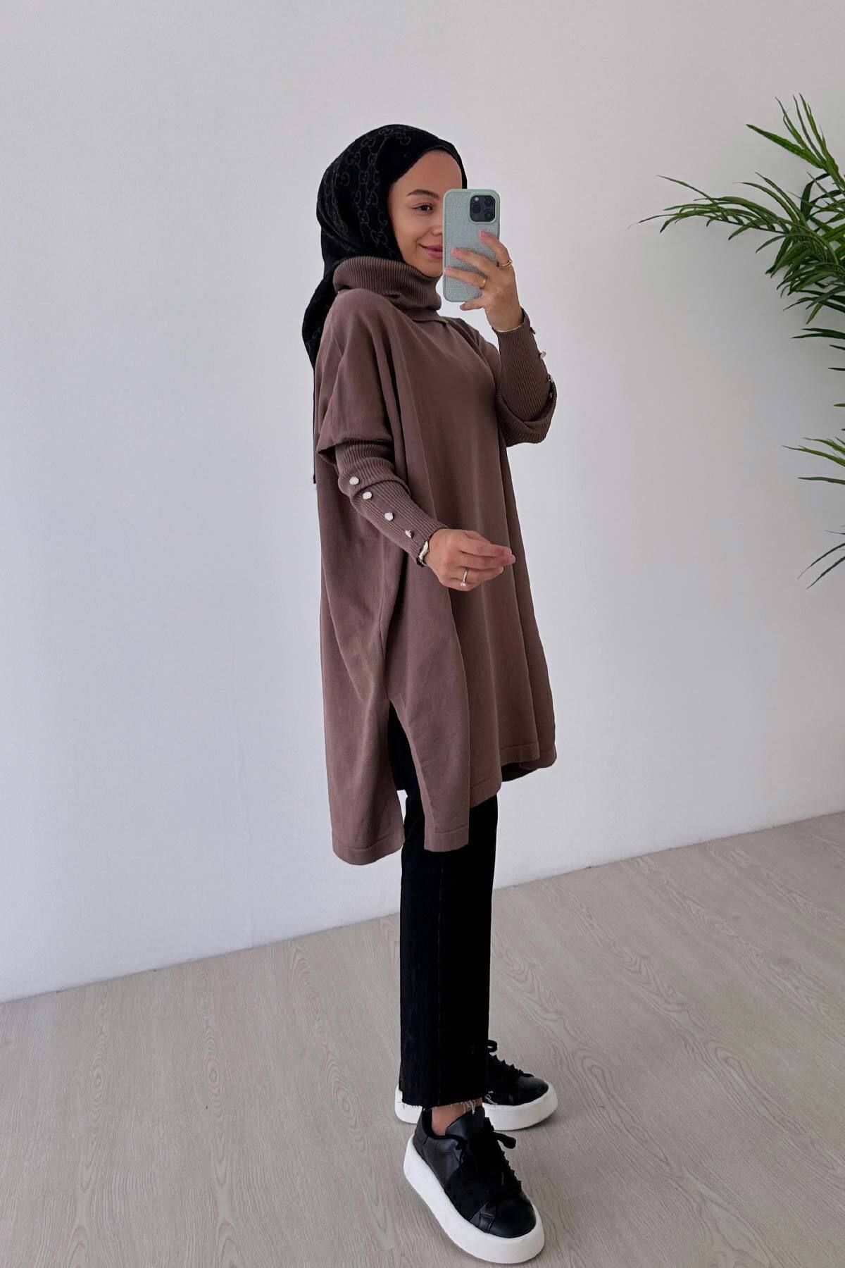 Oversize Merserize Tunik - Vizon Oversize Merserize Tunik - Vizon