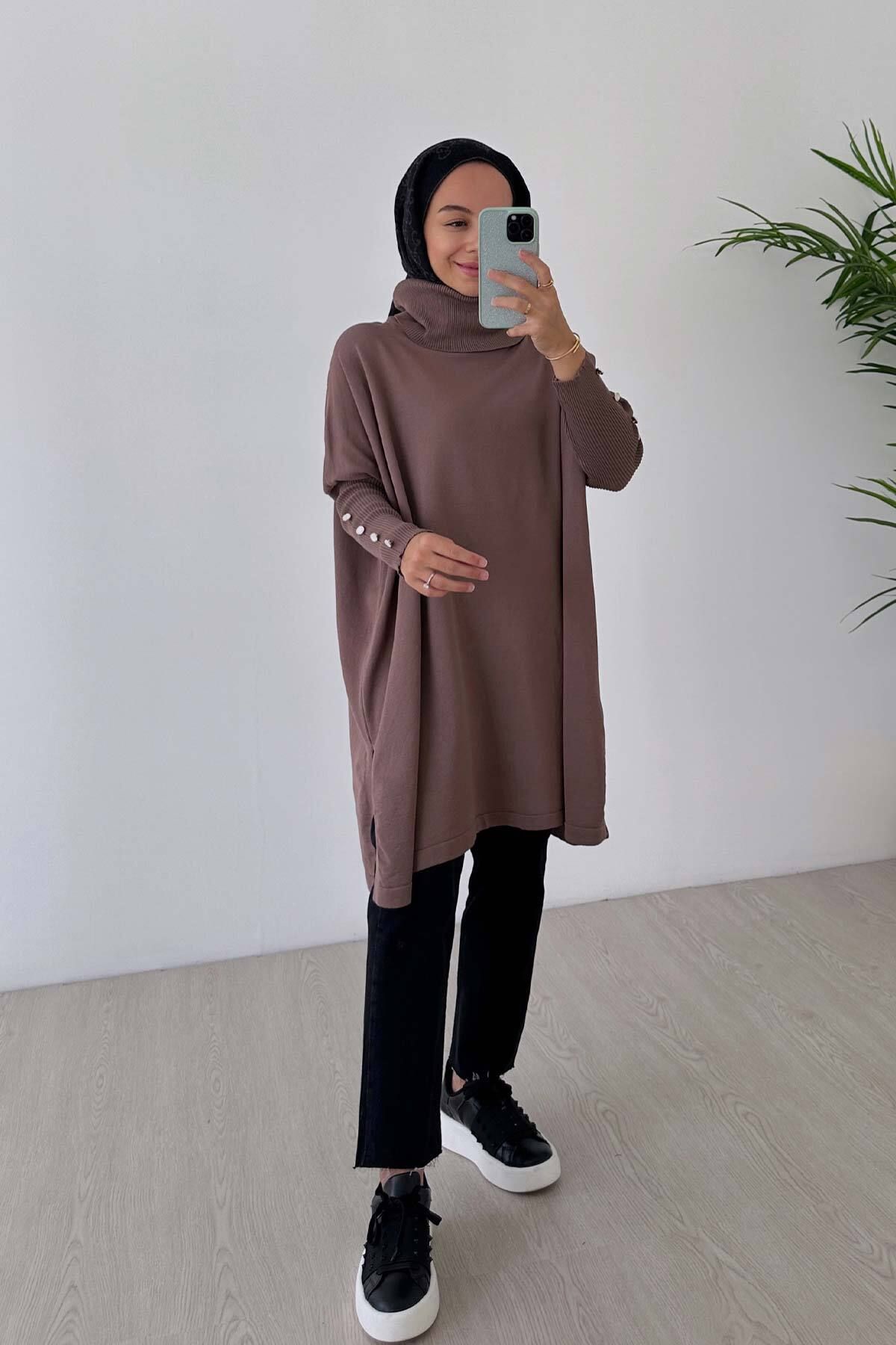 Oversize Merserize Tunik - Vizon