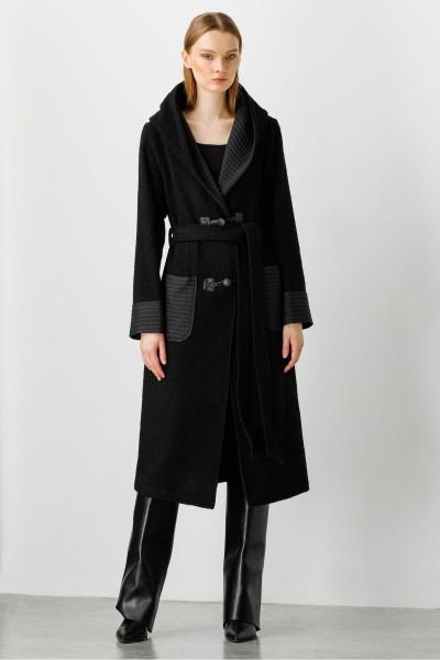 Modailgi Kapitone Detaylı Kapüşonlu Kap Siyah Modailgi Kapitone Detaylı Kapüşonlu Kap Siyah