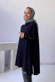 Oversize Merserize Tesettür Tunik - Siyah Oversize Merserize Tesettür Tunik - Siyah
