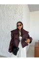Kadın Premium Trend Luxury Bordo Suni Deri Tasarım Biker Ceket Kadın Premium Trend Luxury Bordo Suni Deri Tasarım Biker Ceket