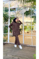 Kapşonlu Çıtçıt Detaylı Kısa Sweat Pantolon Ikili Tesettür Eşofman Takımı - 03079.028 - Kahverengi Kapşonlu Çıtçıt Detaylı Kısa Sweat Pantolon Ikili Tesettür Eşofman Takımı - 03079.028 - Kahverengi