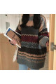 Mood Vintage Çizgi Detay Etnik Desenli Oversize Kazak Mood Vintage Çizgi Detay Etnik Desenli Oversize Kazak