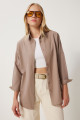 Kadın Vizon Oversize Uzun Basic Gömlek DD00842 Kadın Vizon Oversize Uzun Basic Gömlek DD00842