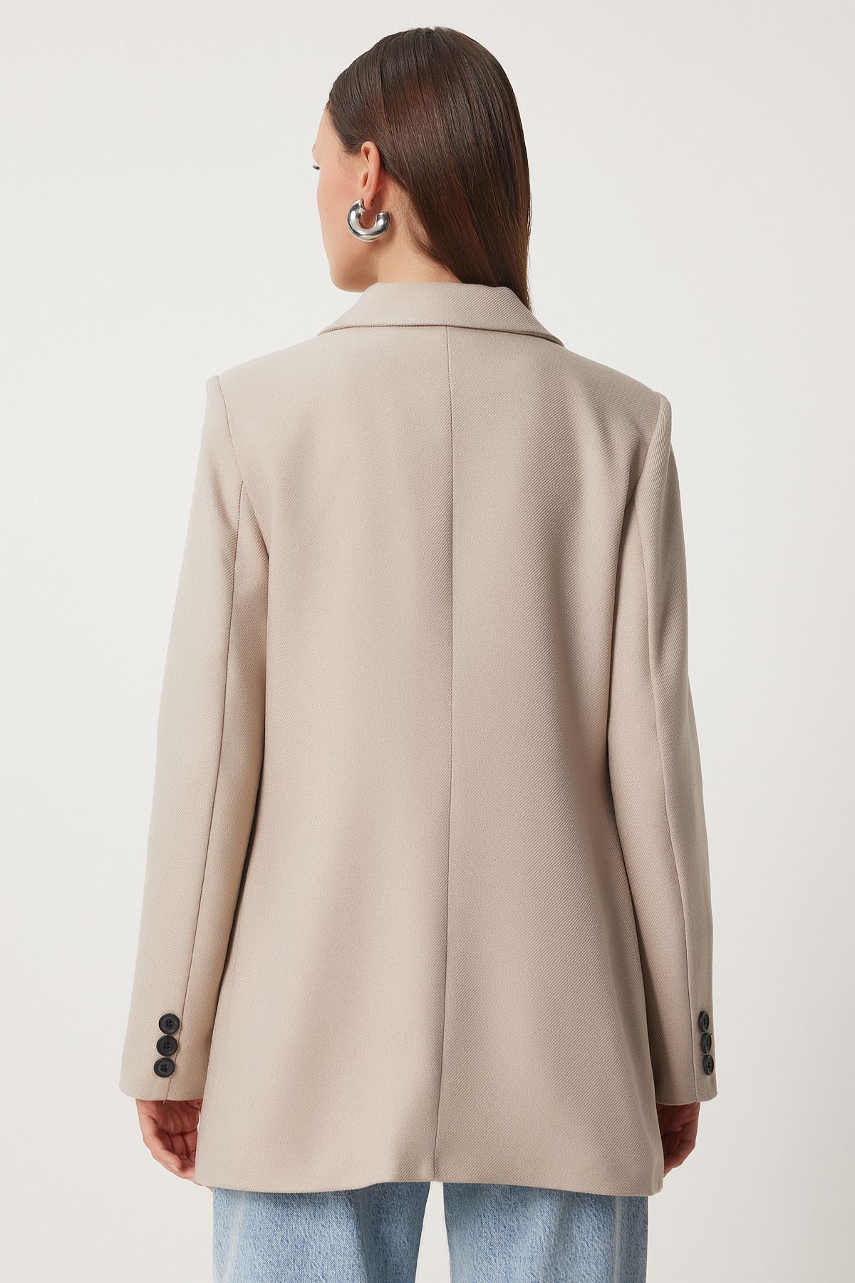 Vatkalı Dokuma Blazer Ceket BEJ LHL0002 Vatkalı Dokuma Blazer Ceket BEJ LHL0002