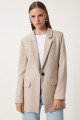 Vatkalı Dokuma Blazer Ceket BEJ LHL0002 Vatkalı Dokuma Blazer Ceket BEJ LHL0002