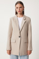 Vatkalı Dokuma Blazer Ceket BEJ LHL0002 Vatkalı Dokuma Blazer Ceket BEJ LHL0002