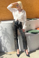 Siyah Leopar Kadın Jean Pantolon Sh175 Siyah Leopar Kadın Jean Pantolon Sh175