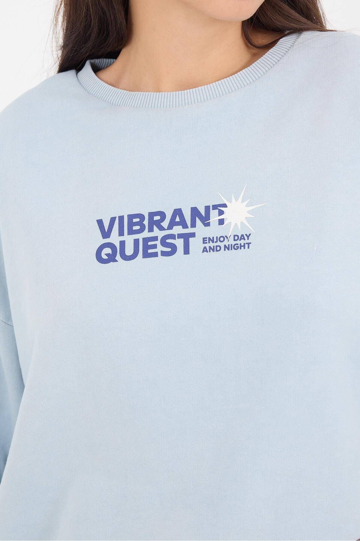 Bisiklet Yaka Vıbrant Quest Yazılı Sweatshirt S10843-t11