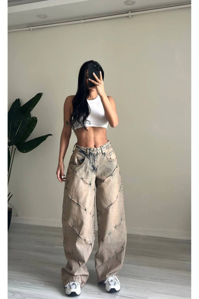 TREND ÖZEL TASARİM BAGGY JEAN PALAZZO PANTOLON TREND ÖZEL TASARİM BAGGY JEAN PALAZZO PANTOLON