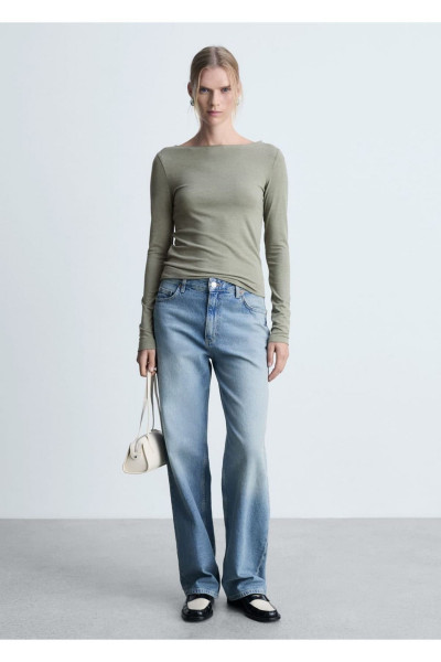 Uzun Kollu Kayık Yaka Tişört Uzun Kollu Kayık Yaka Tişört