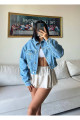 Trend LAZERLİ YIKAMALI Crop Kot Ceket Trend LAZERLİ YIKAMALI Crop Kot Ceket