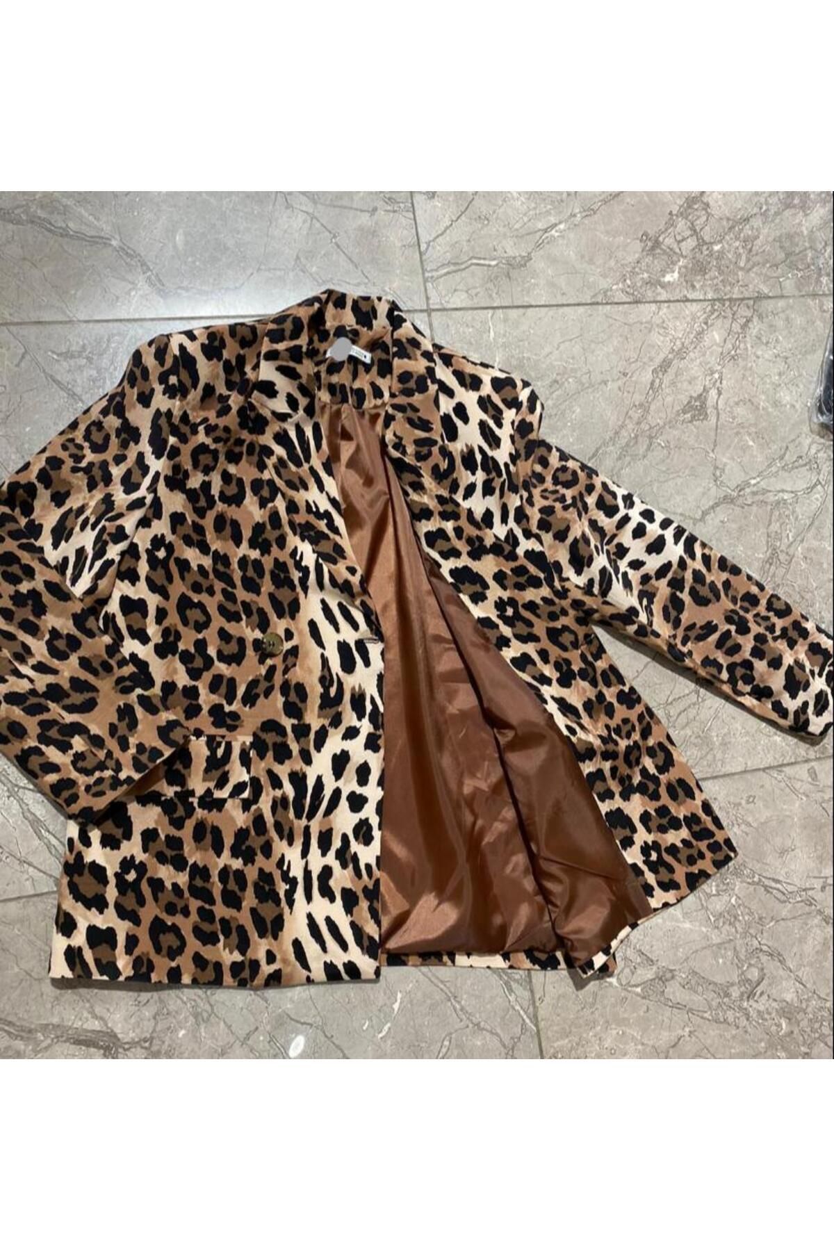 Premium Leopar Blazer Ceket Premium Leopar Blazer Ceket