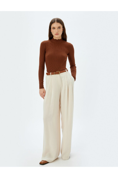 Triko Kazak Slim Fit Hafif Dik Yaka Uzun Kollu Triko Kazak Slim Fit Hafif Dik Yaka Uzun Kollu