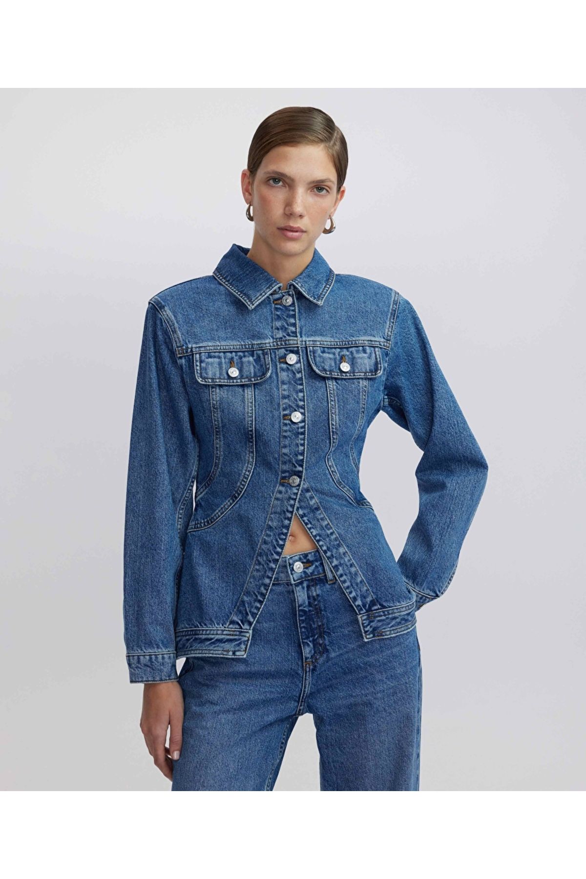 Peplum denim ceket Peplum denim ceket