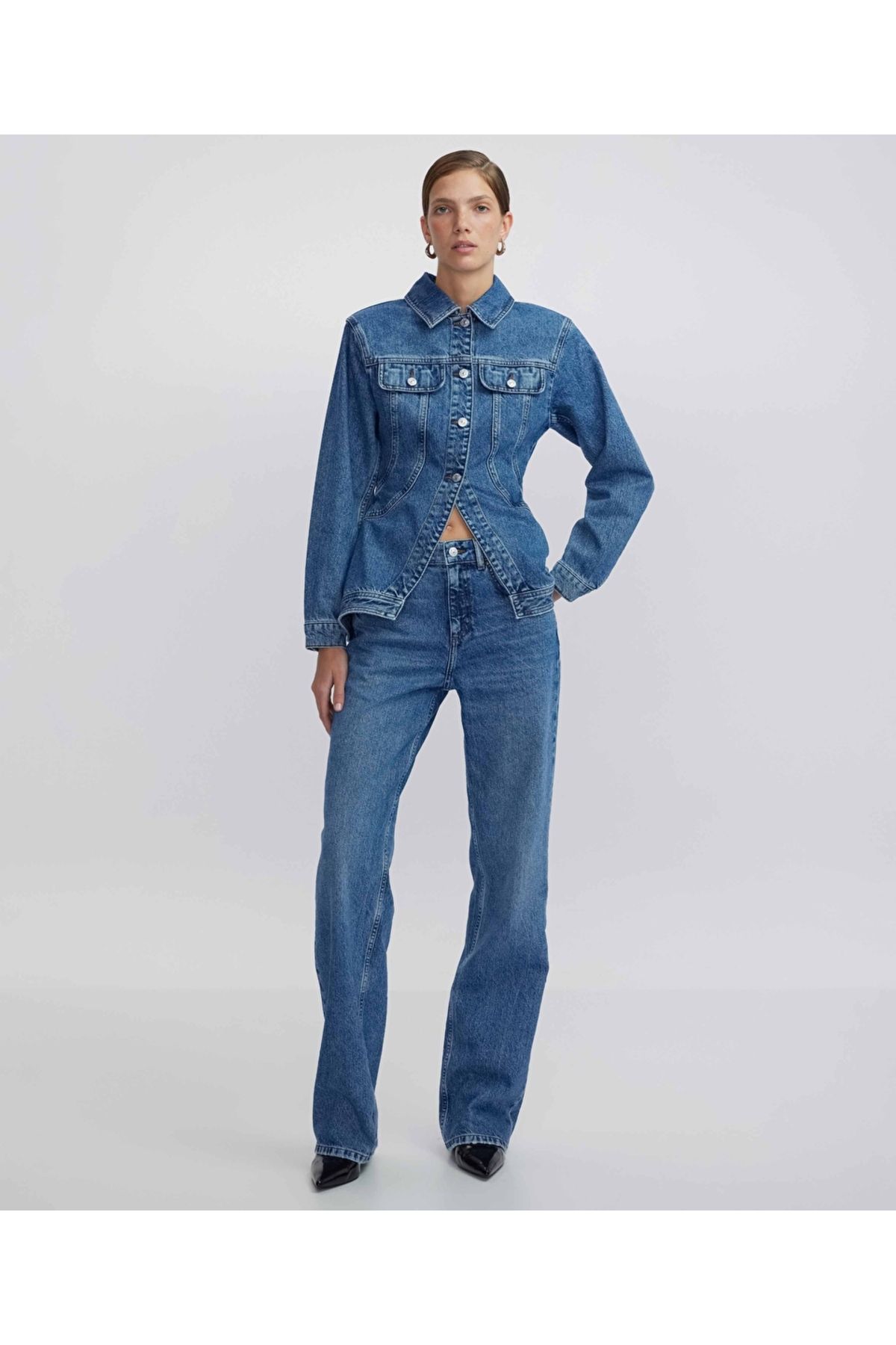 Peplum denim ceket Peplum denim ceket