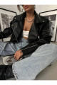 Yeni Sezon Oversize Kadın Siyah Biker Deri Ceket Yeni Sezon Oversize Kadın Siyah Biker Deri Ceket