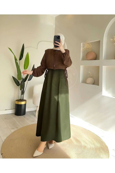 Puf Scuba Haki Etek Puf Scuba Haki Etek