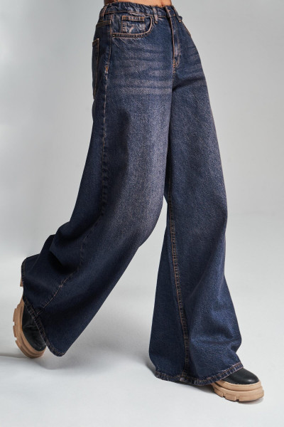 Kadın T.Kot Rengi Palazzo Fit Beli Lastikli Denim Kadın T.Kot Rengi Palazzo Fit Beli Lastikli Denim