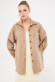 Kadın Vizon Oversize Kaşe Cepli Gömlek ARM-22Y001156 Kadın Vizon Oversize Kaşe Cepli Gömlek ARM-22Y001156