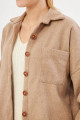 Kadın Vizon Oversize Kaşe Cepli Gömlek ARM-22Y001156 Kadın Vizon Oversize Kaşe Cepli Gömlek ARM-22Y001156