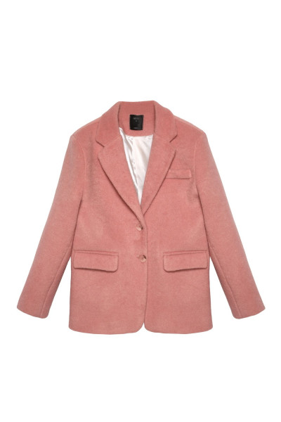 Kruvaze Yaka Kaşe Blazer Ceket Pembe Kruvaze Yaka Kaşe Blazer Ceket Pembe