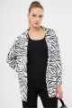 Kadın Siyah Zebra Desen Oversize Uzun Basic Gömlek Arm-22Y001145