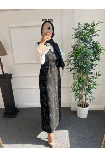 Siyah Gold Simli Tüvit Tesettür Jile Siyah Gold Simli Tüvit Tesettür Jile