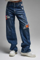 Kadın T.Kot Rengi Etnik Gül Desenli Loose Fit Tasarım Denim Kadın T.Kot Rengi Etnik Gül Desenli Loose Fit Tasarım Denim