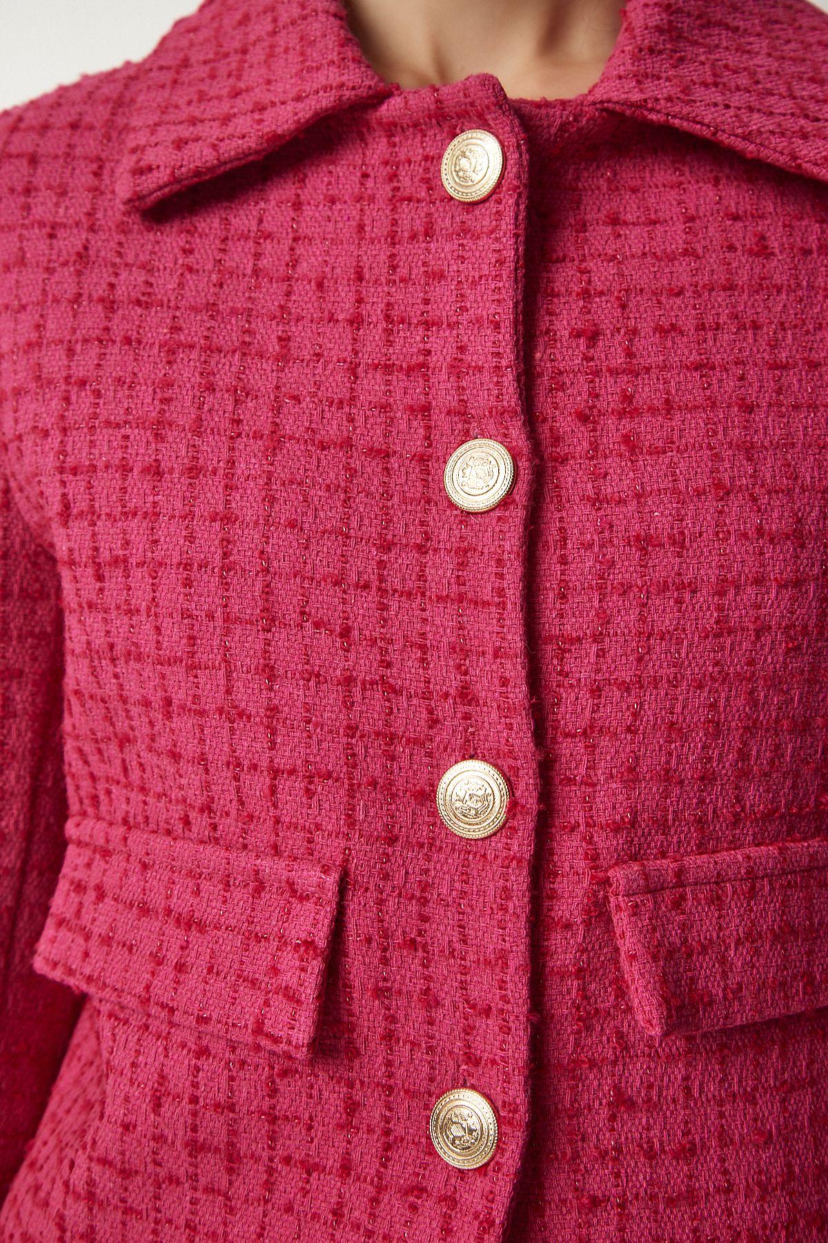 Tüvit Crop Blazer Ceket PEMBE LTO0002 Tüvit Crop Blazer Ceket PEMBE LTO0002