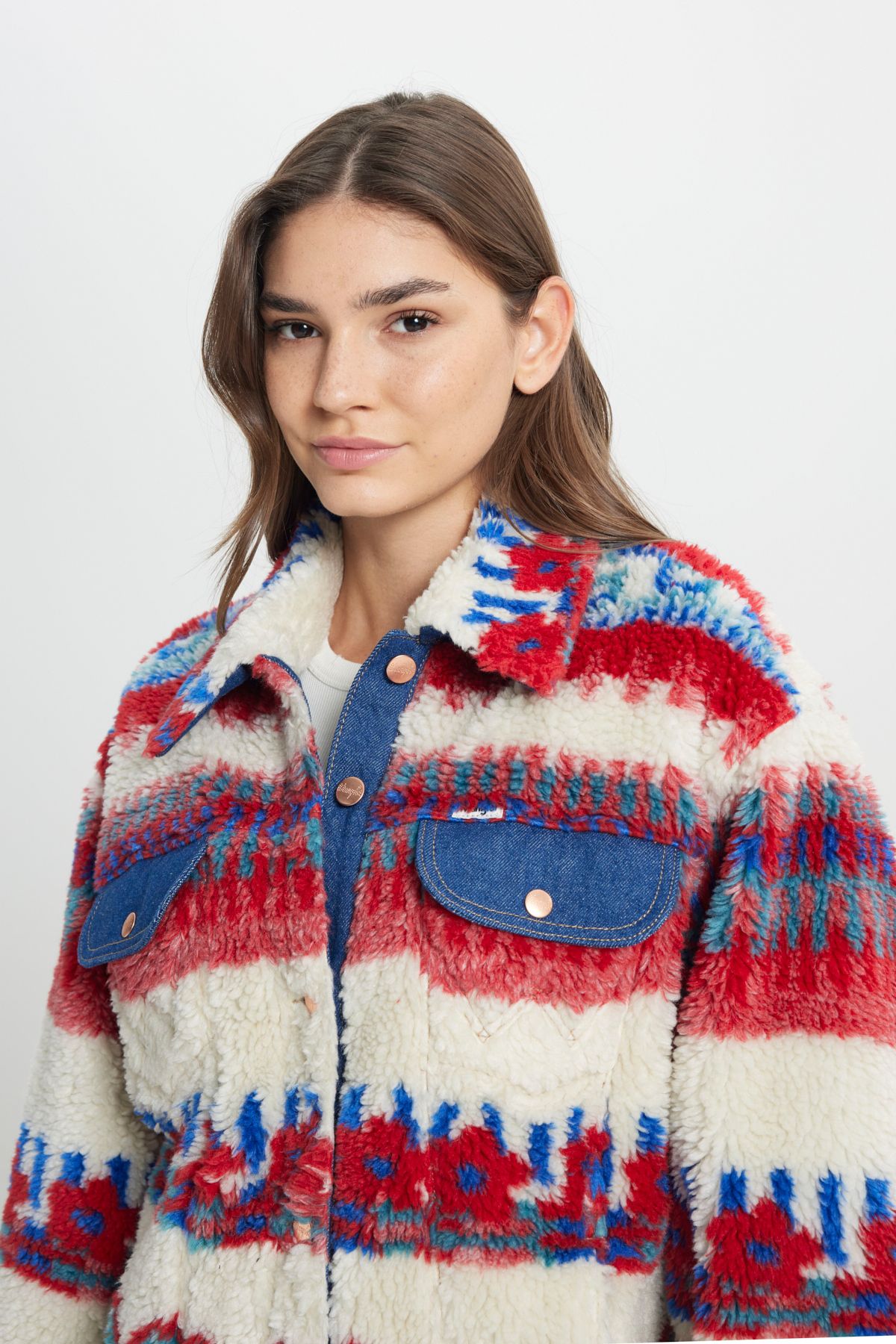 Relaxed Fit Geniş Kesim Gömlek Yaka Kadın Kırmızı Mavi Çok Renkli Youth Cute Sherpa Ceket Relaxed Fit Geniş Kesim Gömlek Yaka Kadın Kırmızı Mavi Çok Renkli Youth Cute Sherpa Ceket