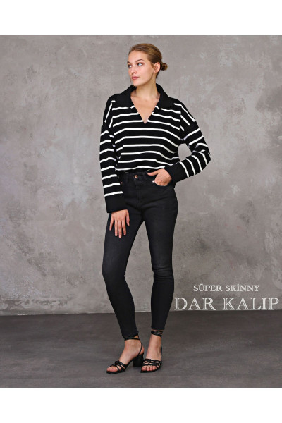 Skinny Fit Siyah Kadın Kot Pantolon Skinny Fit Siyah Kadın Kot Pantolon