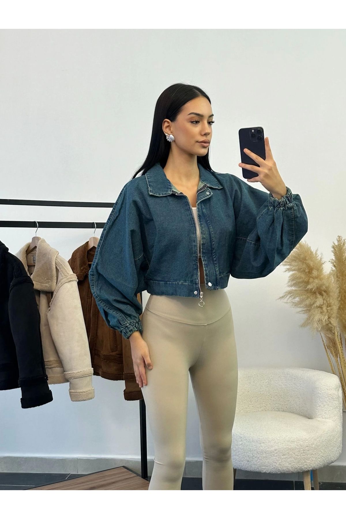 Yarasa Balon Kol Denim Ceket Yarasa Balon Kol Denim Ceket