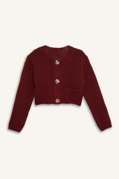 Relax Fit Bisiklet Yaka Düğmeli Örgü Desenli Triko Hırka E1962ax24wn Relax Fit Bisiklet Yaka Düğmeli Örgü Desenli Triko Hırka E1962ax24wn
