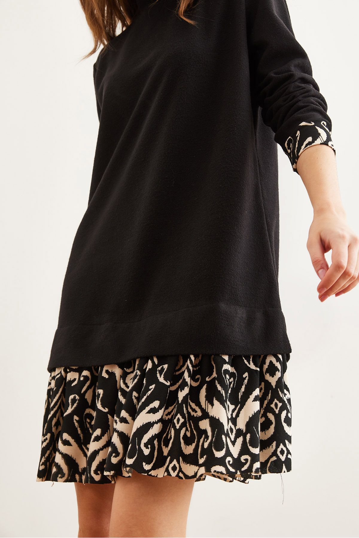 Kadın Siyah Şal Garnili Selanik Elbise ELB-19000965 Kadın Siyah Şal Garnili Selanik Elbise ELB-19000965