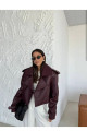 Kadın Premium Trend Luxury Bordo Suni Deri Tasarım Biker Ceket Kadın Premium Trend Luxury Bordo Suni Deri Tasarım Biker Ceket