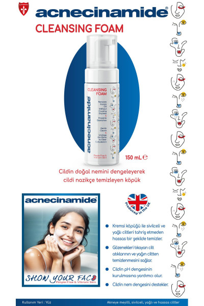 Cleansing Foam Sivilce ve Akne  Yağlı Ve Sivilceli Ciltler Için, Yumuşak Temizleme Köpüğü Cleansing Foam Sivilce ve Akne  Yağlı Ve Sivilceli Ciltler Için, Yumuşak Temizleme Köpüğü