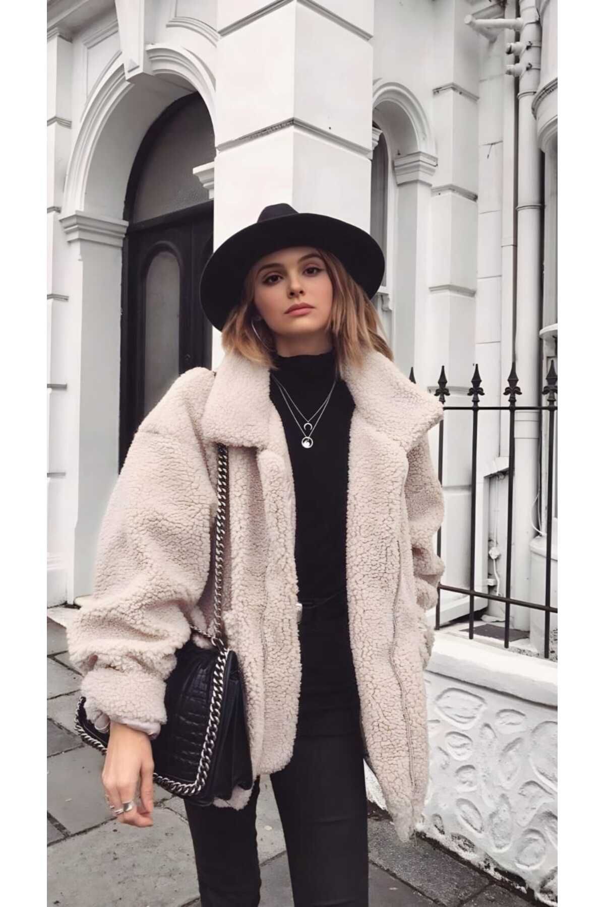 Peluş Oversize Fermuarlı Mont Peluş Oversize Fermuarlı Mont